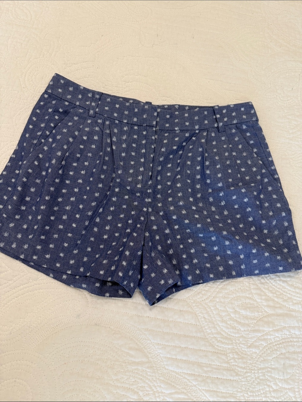 J. Crew Navy with White Dot High-Rise Tailored Shorts